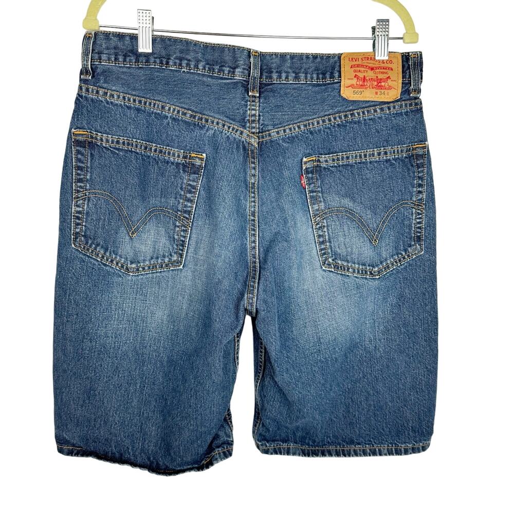 Levi's Blue Medium Wash Cotton Denim 569 Loose Fit Y2K Jean Shorts Sz W34 L